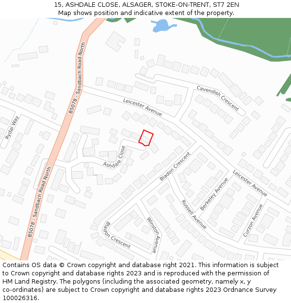 15, ASHDALE CLOSE, ALSAGER, STOKE-ON-TRENT, ST7 2EN: Location map and indicative extent of plot