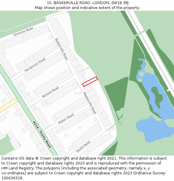 15, BASKERVILLE ROAD, LONDON, SW18 3RJ: Location map and indicative extent of plot