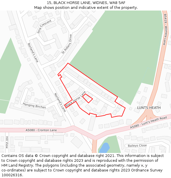 15, BLACK HORSE LANE, WIDNES, WA8 5AF: Location map and indicative extent of plot