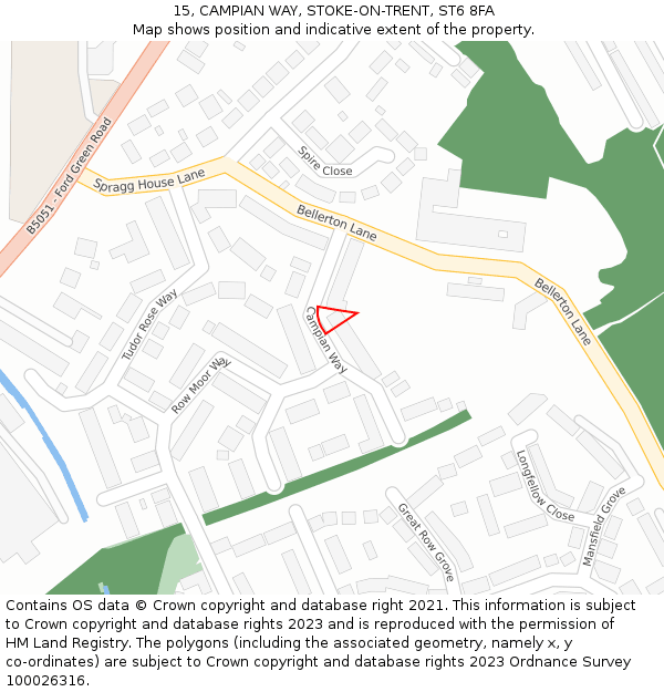 15, CAMPIAN WAY, STOKE-ON-TRENT, ST6 8FA: Location map and indicative extent of plot