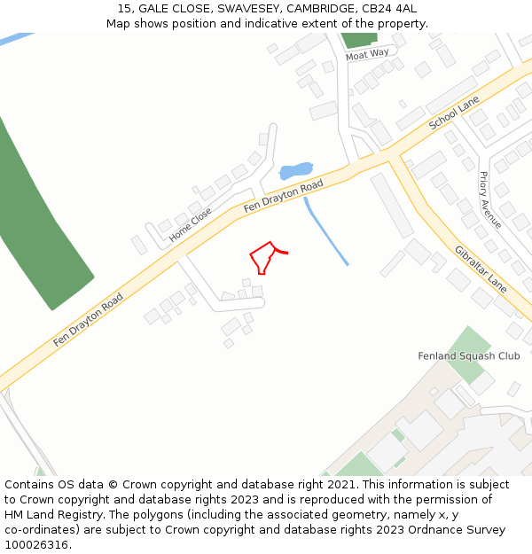 15, GALE CLOSE, SWAVESEY, CAMBRIDGE, CB24 4AL: Location map and indicative extent of plot