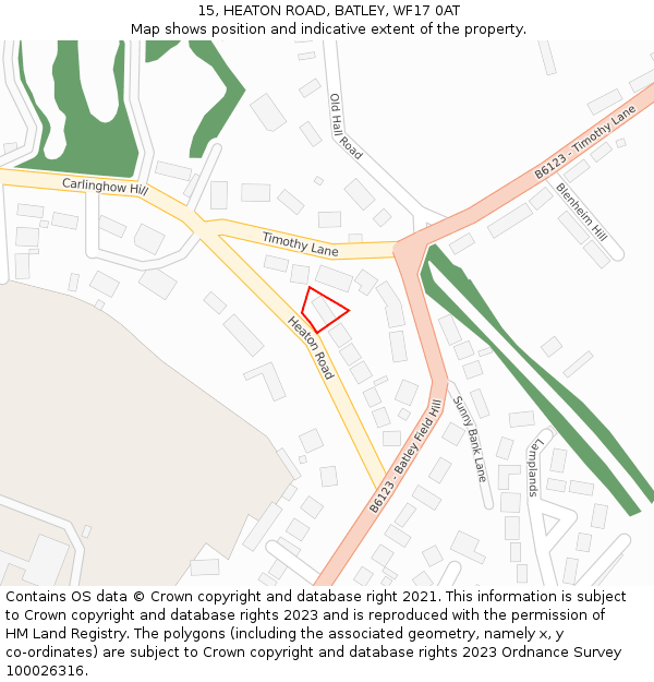 15, HEATON ROAD, BATLEY, WF17 0AT: Location map and indicative extent of plot