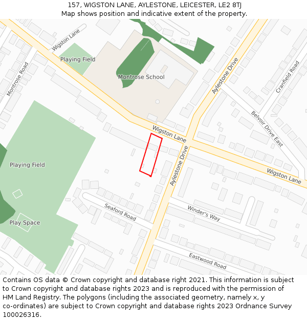 157, WIGSTON LANE, AYLESTONE, LEICESTER, LE2 8TJ: Location map and indicative extent of plot