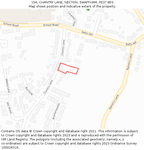 15A, CHANTRY LANE, NECTON, SWAFFHAM, PE37 8ES: Location map and indicative extent of plot