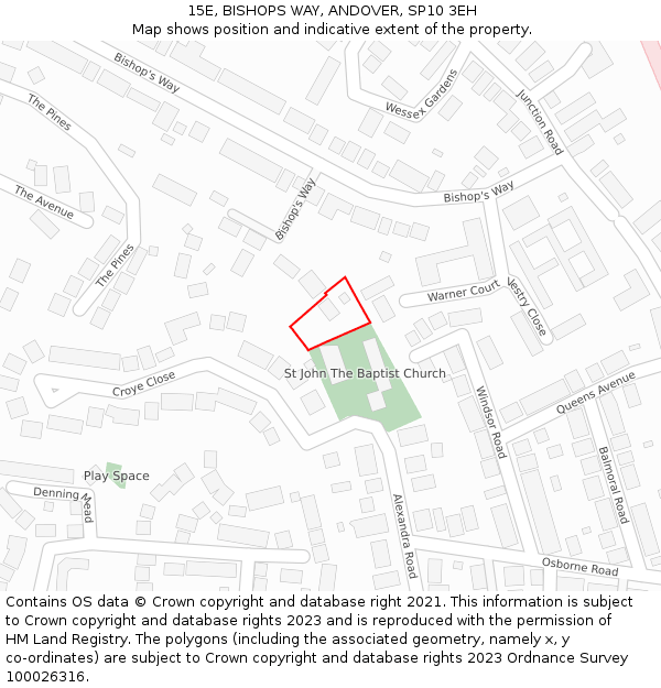 15E, BISHOPS WAY, ANDOVER, SP10 3EH: Location map and indicative extent of plot