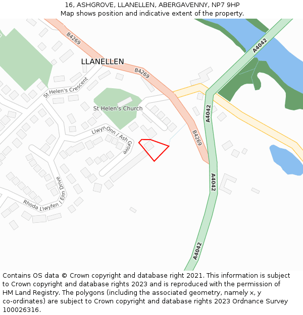 16, ASHGROVE, LLANELLEN, ABERGAVENNY, NP7 9HP: Location map and indicative extent of plot