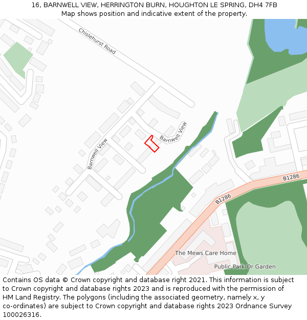 16, BARNWELL VIEW, HERRINGTON BURN, HOUGHTON LE SPRING, DH4 7FB: Location map and indicative extent of plot