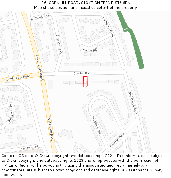 16, CORNHILL ROAD, STOKE-ON-TRENT, ST6 6PN: Location map and indicative extent of plot