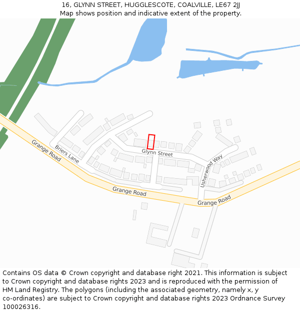 16, GLYNN STREET, HUGGLESCOTE, COALVILLE, LE67 2JJ: Location map and indicative extent of plot