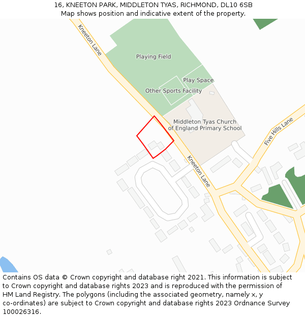 16, KNEETON PARK, MIDDLETON TYAS, RICHMOND, DL10 6SB: Location map and indicative extent of plot