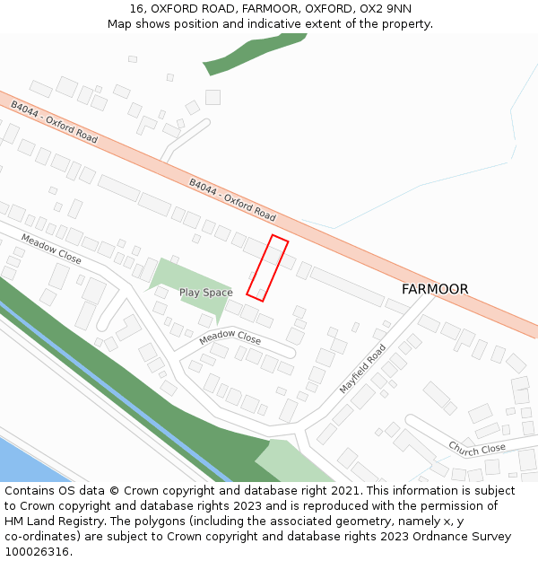 16, OXFORD ROAD, FARMOOR, OXFORD, OX2 9NN: Location map and indicative extent of plot