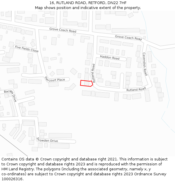 16, RUTLAND ROAD, RETFORD, DN22 7HF: Location map and indicative extent of plot