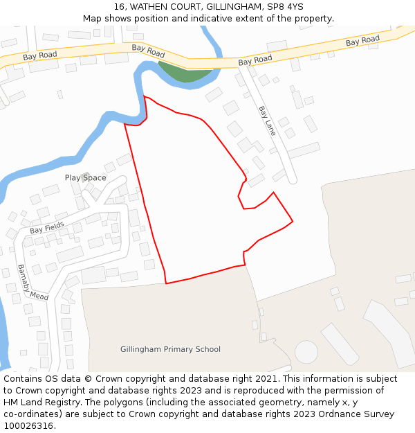 16, WATHEN COURT, GILLINGHAM, SP8 4YS: Location map and indicative extent of plot