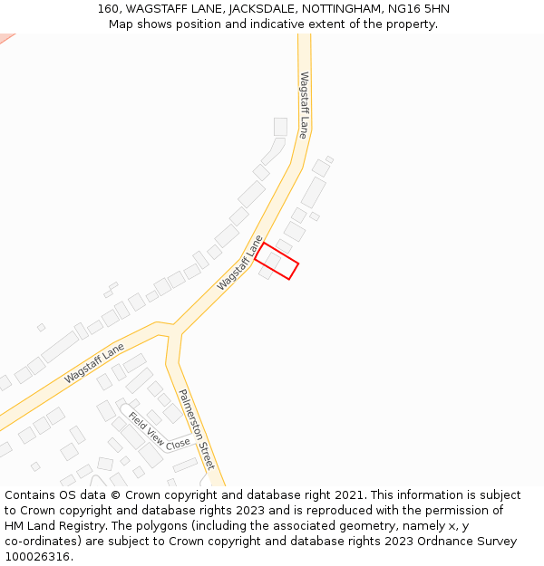 160, WAGSTAFF LANE, JACKSDALE, NOTTINGHAM, NG16 5HN: Location map and indicative extent of plot