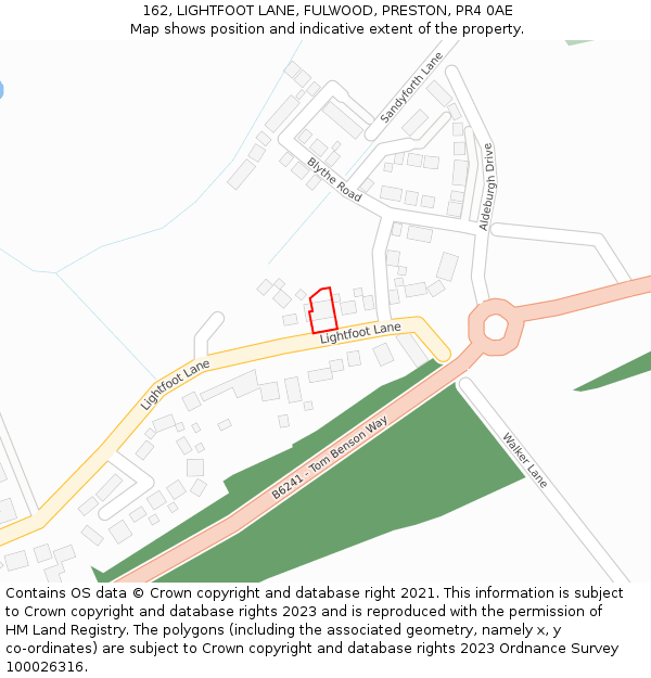 162, LIGHTFOOT LANE, FULWOOD, PRESTON, PR4 0AE: Location map and indicative extent of plot