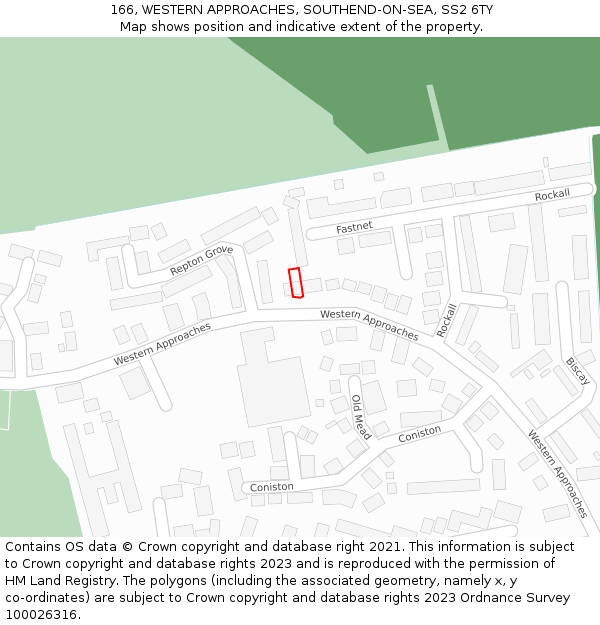 166, WESTERN APPROACHES, SOUTHEND-ON-SEA, SS2 6TY: Location map and indicative extent of plot