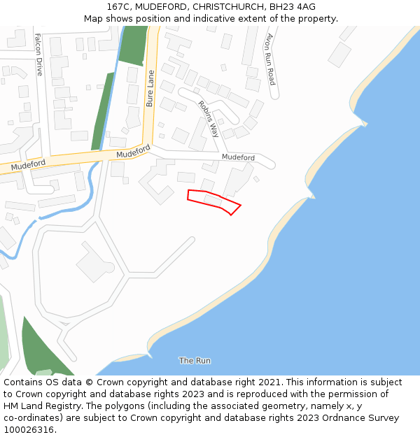 167C, MUDEFORD, CHRISTCHURCH, BH23 4AG: Location map and indicative extent of plot