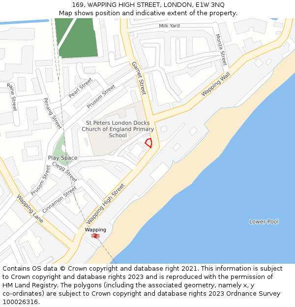 169, WAPPING HIGH STREET, LONDON, E1W 3NQ: Location map and indicative extent of plot