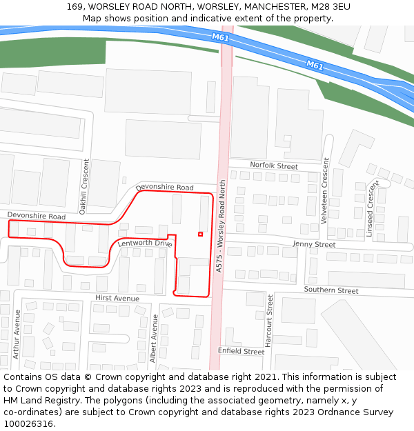 169, WORSLEY ROAD NORTH, WORSLEY, MANCHESTER, M28 3EU: Location map and indicative extent of plot