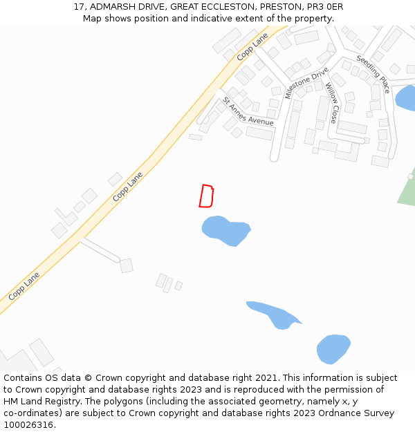 17, ADMARSH DRIVE, GREAT ECCLESTON, PRESTON, PR3 0ER: Location map and indicative extent of plot