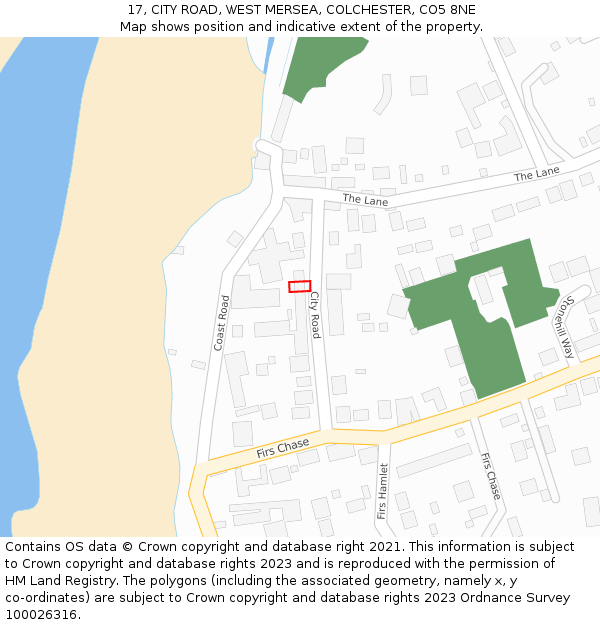 17, CITY ROAD, WEST MERSEA, COLCHESTER, CO5 8NE: Location map and indicative extent of plot