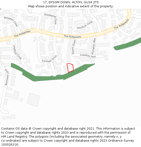 17, EPSOM DOWN, ALTON, GU34 2TS: Location map and indicative extent of plot