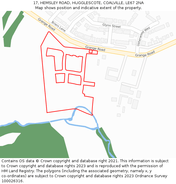 17, HEMSLEY ROAD, HUGGLESCOTE, COALVILLE, LE67 2NA: Location map and indicative extent of plot