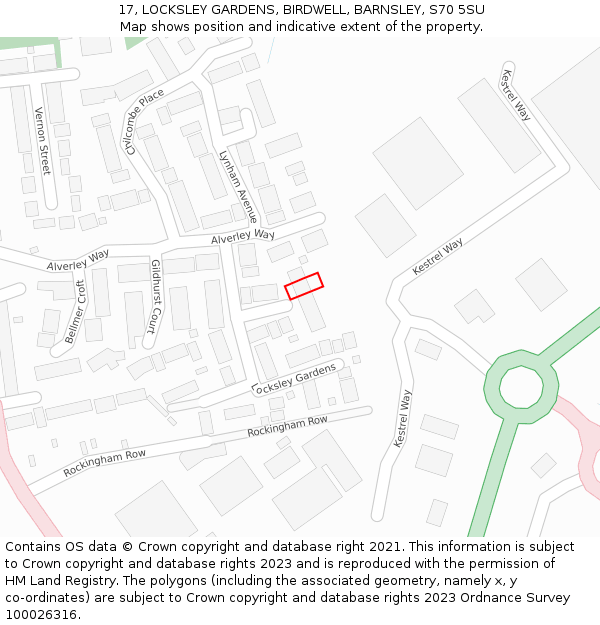 17, LOCKSLEY GARDENS, BIRDWELL, BARNSLEY, S70 5SU: Location map and indicative extent of plot