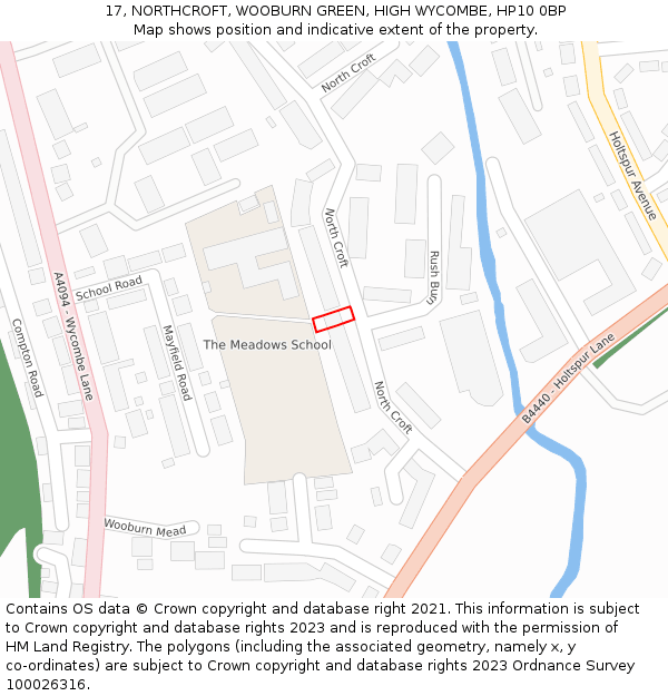 17, NORTHCROFT, WOOBURN GREEN, HIGH WYCOMBE, HP10 0BP: Location map and indicative extent of plot