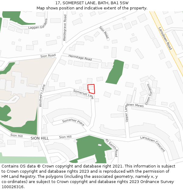 17, SOMERSET LANE, BATH, BA1 5SW: Location map and indicative extent of plot