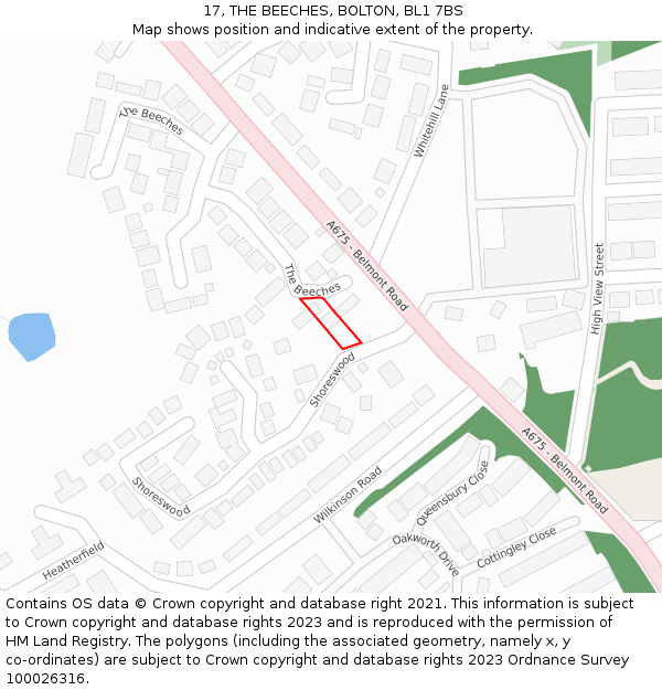 17, THE BEECHES, BOLTON, BL1 7BS: Location map and indicative extent of plot