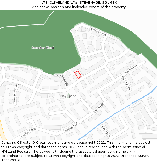 173, CLEVELAND WAY, STEVENAGE, SG1 6BX: Location map and indicative extent of plot