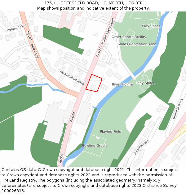 176, HUDDERSFIELD ROAD, HOLMFIRTH, HD9 3TP: Location map and indicative extent of plot