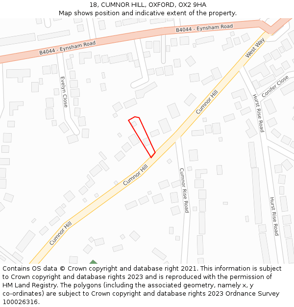 18, CUMNOR HILL, OXFORD, OX2 9HA: Location map and indicative extent of plot