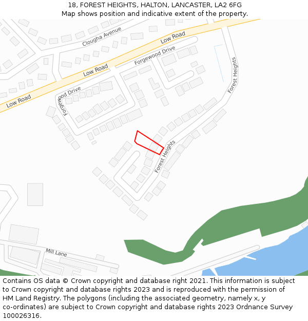 18, FOREST HEIGHTS, HALTON, LANCASTER, LA2 6FG: Location map and indicative extent of plot