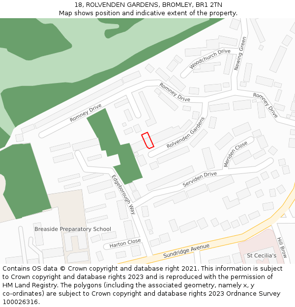 18, ROLVENDEN GARDENS, BROMLEY, BR1 2TN: Location map and indicative extent of plot