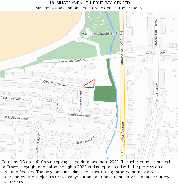 18, SINGER AVENUE, HERNE BAY, CT6 8ED: Location map and indicative extent of plot