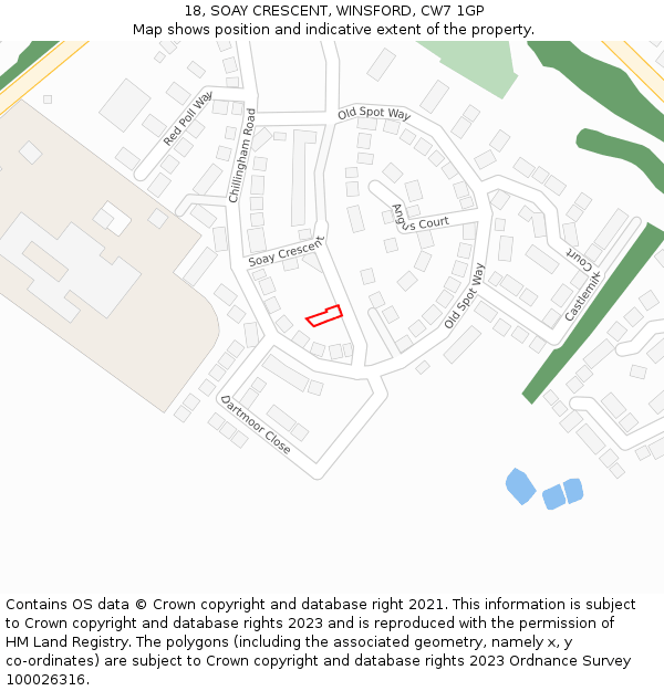 18, SOAY CRESCENT, WINSFORD, CW7 1GP: Location map and indicative extent of plot