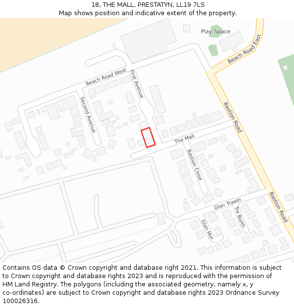 18, THE MALL, PRESTATYN, LL19 7LS: Location map and indicative extent of plot