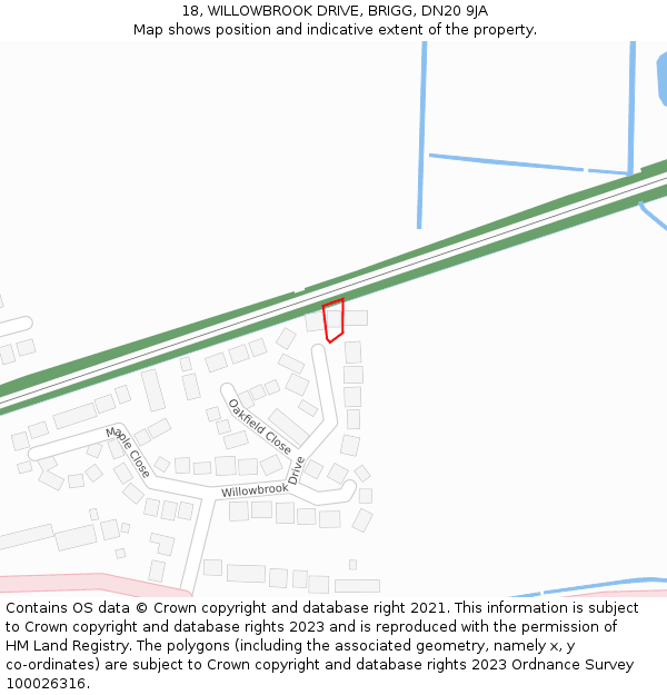 18, WILLOWBROOK DRIVE, BRIGG, DN20 9JA: Location map and indicative extent of plot