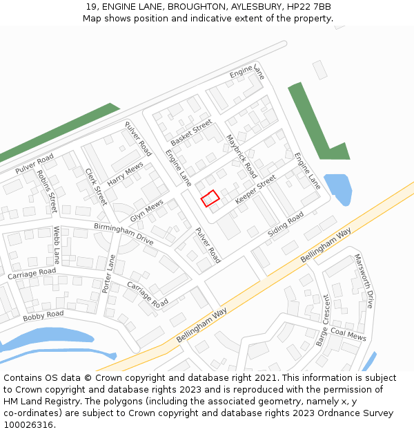 19, ENGINE LANE, BROUGHTON, AYLESBURY, HP22 7BB: Location map and indicative extent of plot