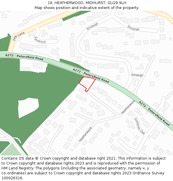 19, HEATHERWOOD, MIDHURST, GU29 9LH: Location map and indicative extent of plot