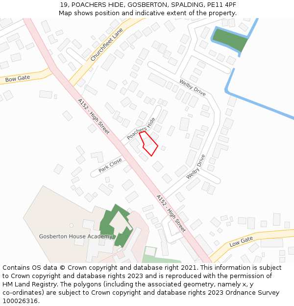 19, POACHERS HIDE, GOSBERTON, SPALDING, PE11 4PF: Location map and indicative extent of plot