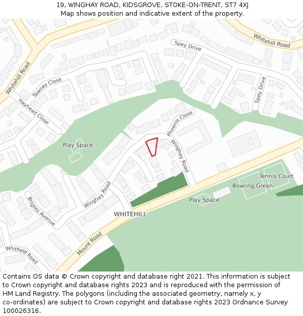 19, WINGHAY ROAD, KIDSGROVE, STOKE-ON-TRENT, ST7 4XJ: Location map and indicative extent of plot