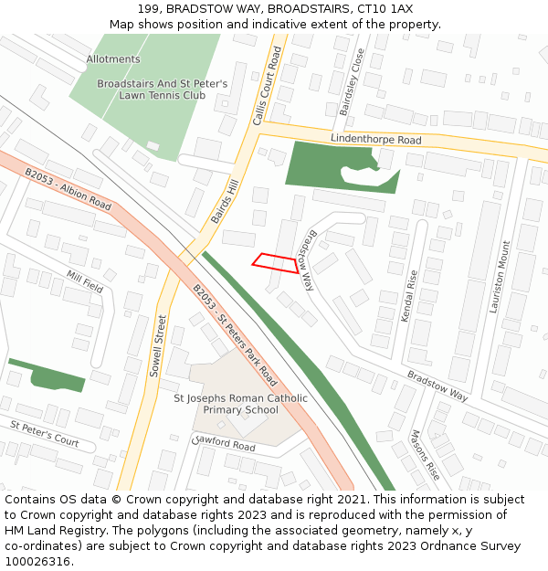 199, BRADSTOW WAY, BROADSTAIRS, CT10 1AX: Location map and indicative extent of plot