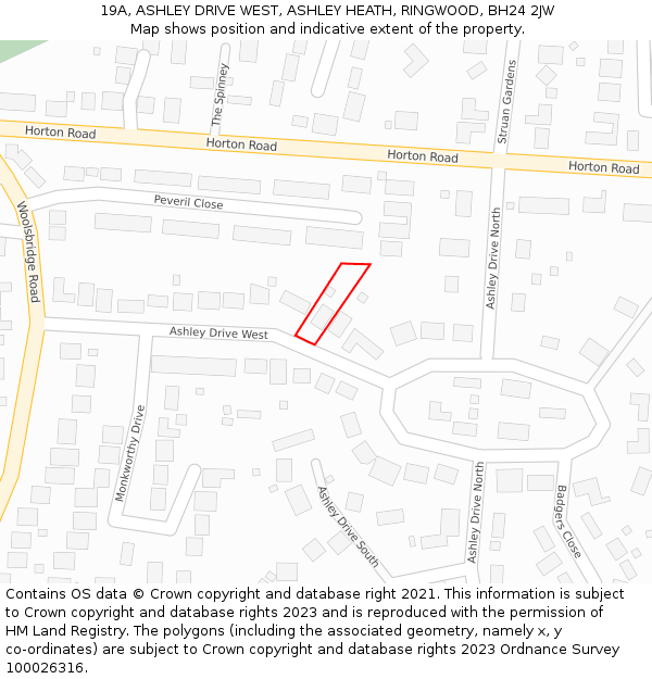 19A, ASHLEY DRIVE WEST, ASHLEY HEATH, RINGWOOD, BH24 2JW: Location map and indicative extent of plot