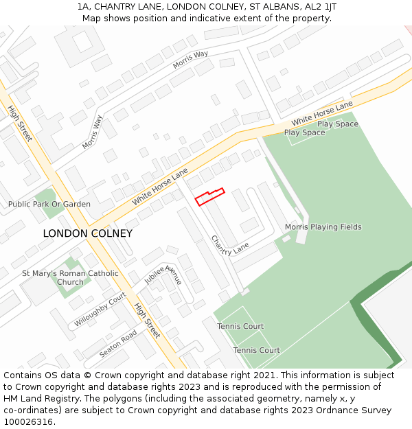 1A, CHANTRY LANE, LONDON COLNEY, ST ALBANS, AL2 1JT: Location map and indicative extent of plot