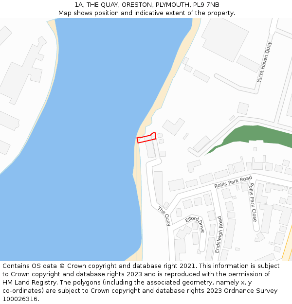 1A, THE QUAY, ORESTON, PLYMOUTH, PL9 7NB: Location map and indicative extent of plot