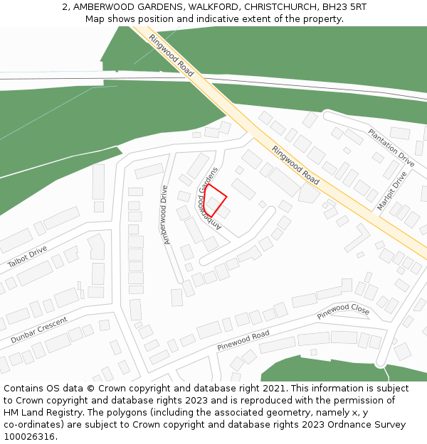 2, AMBERWOOD GARDENS, WALKFORD, CHRISTCHURCH, BH23 5RT: Location map and indicative extent of plot