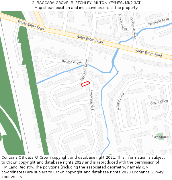 2, BACCARA GROVE, BLETCHLEY, MILTON KEYNES, MK2 3AT: Location map and indicative extent of plot